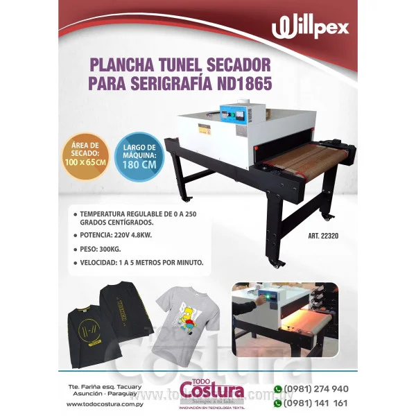 PLANCHA TUNEL SECADOR SERIGRAFIA WILLPEX ND1865